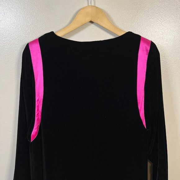 Vintage Flora Kung Dress Size 4 Silk Blend Draped Neck Velour Velvet Midi 80s - Picture 7 of 7